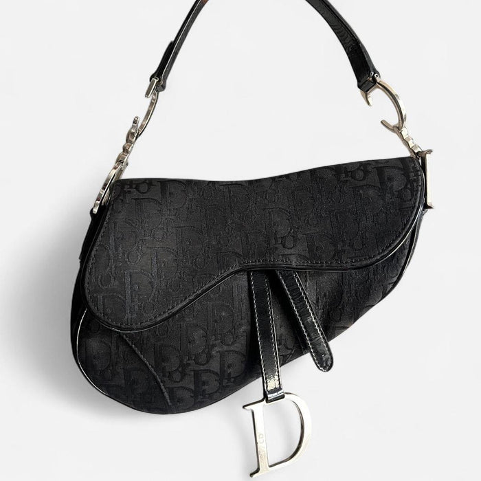 Christian Dior black oblique saddle bag