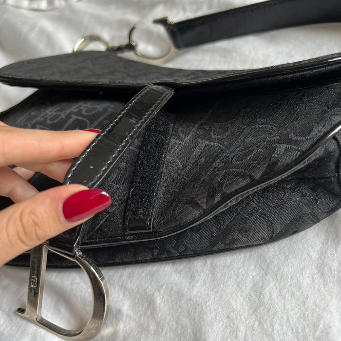 Christian Dior black oblique saddle bag