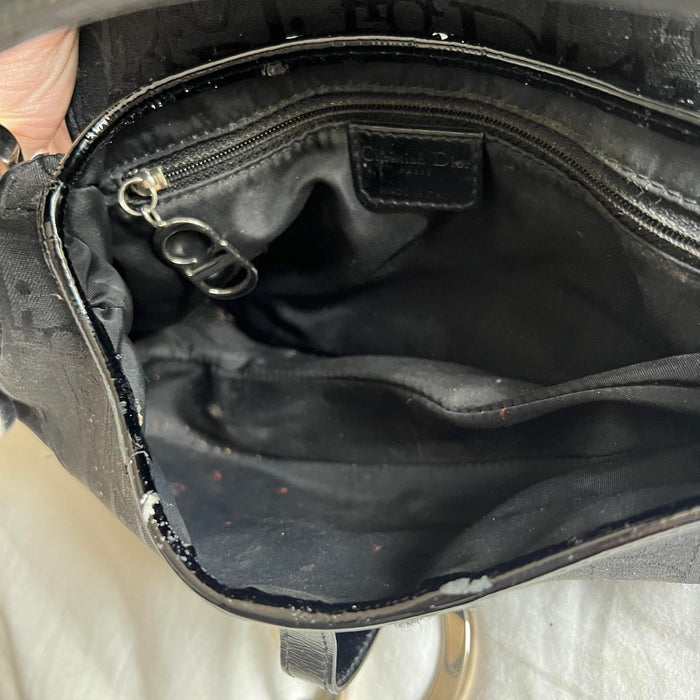 Christian Dior black oblique saddle bag