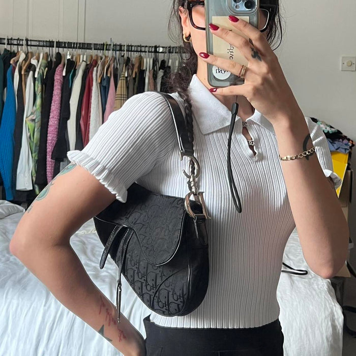 Christian Dior black oblique saddle bag