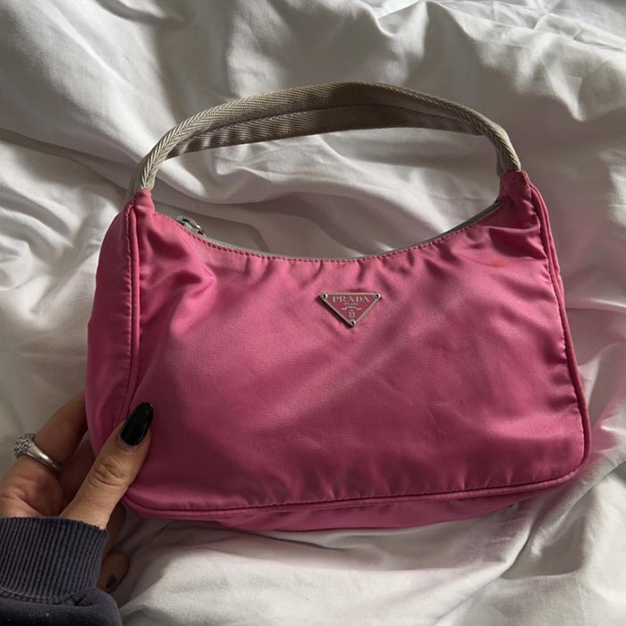 Prada pink & grey tessuto re-edition shoulder bag