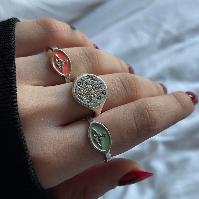 Vivienne Westwood silver mint green orb signet ring