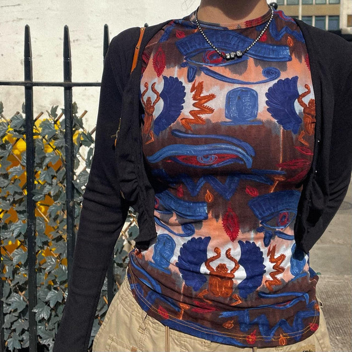 Jean Paul Gaultier mesh Aztec top