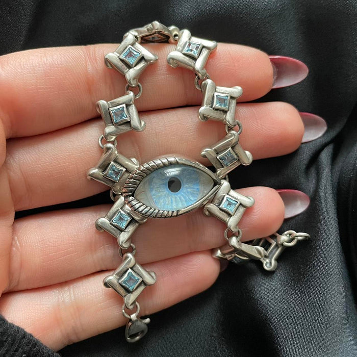 The Great Frog vintage sterling silver blue prosthetic eye ring