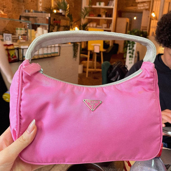 Prada pink & grey tessuto re-edition shoulder bag