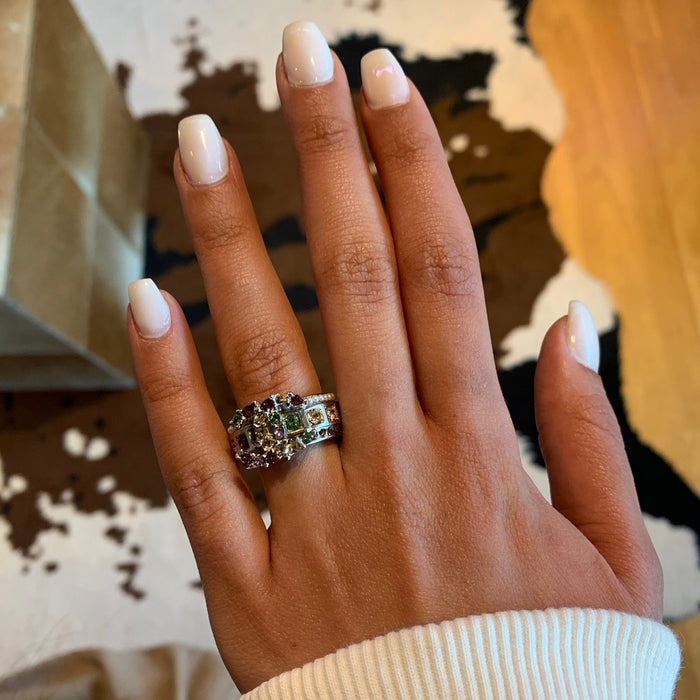 Chanel vintage crystal logo ring