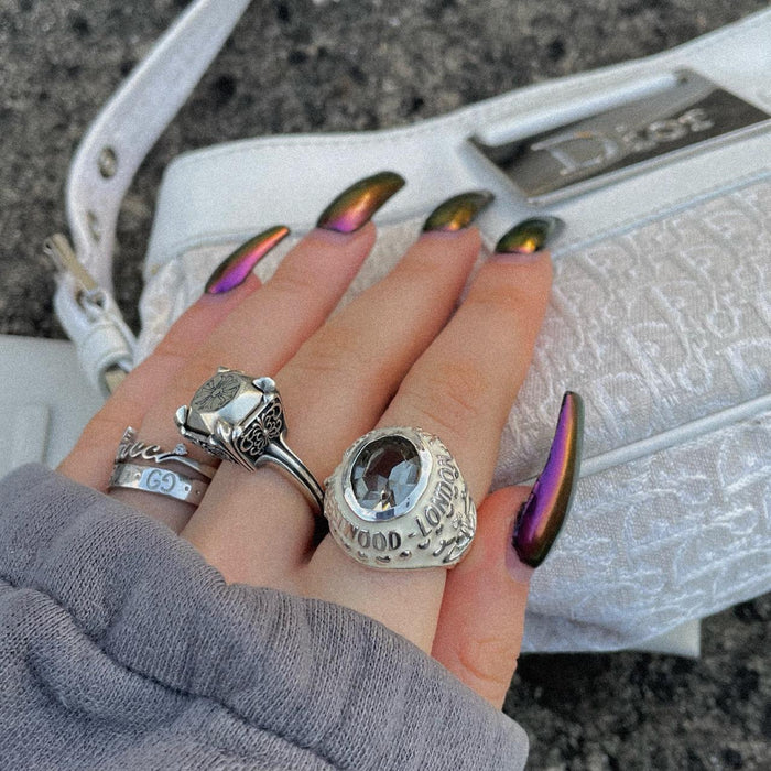 Chrome Hearts silver cross cocktail ring