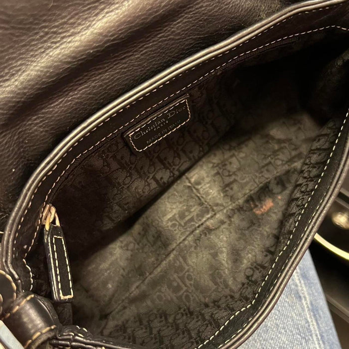 Christian Dior black leather shoulder bag