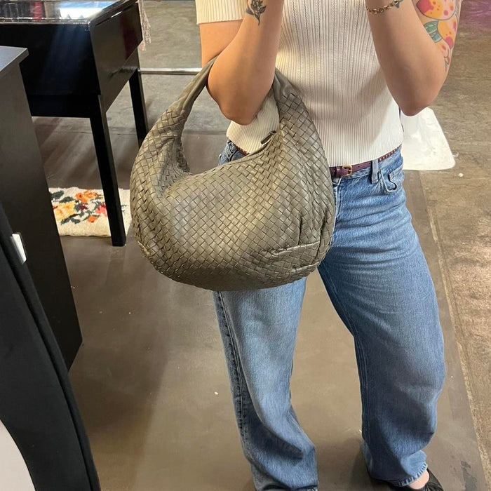 Bottega Veneta grey hobo bag
