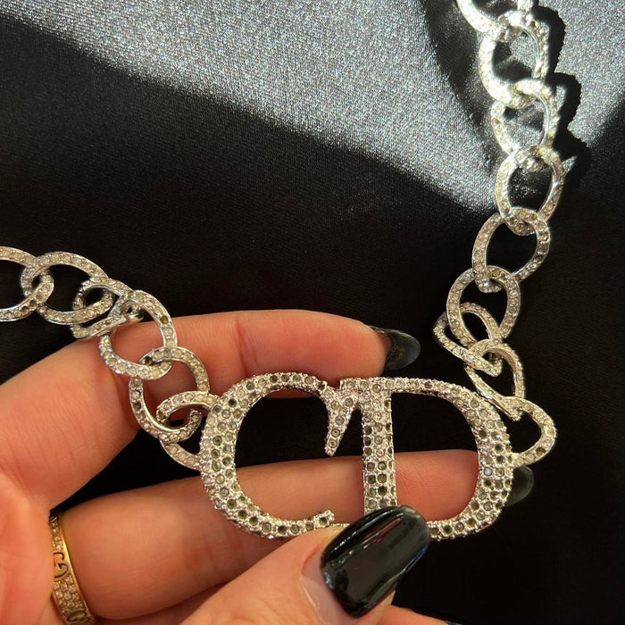 Christian Dior silver diamante necklace