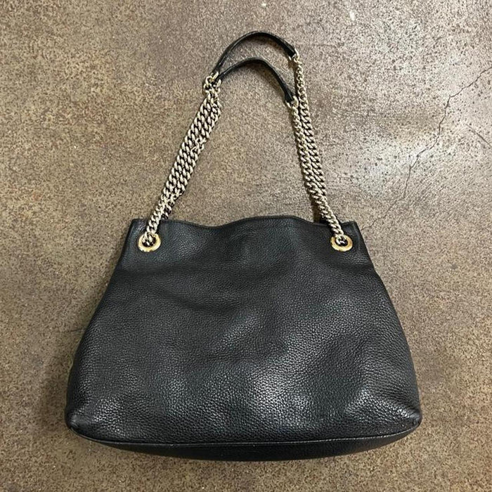 Gucci black leather soho chain bag
