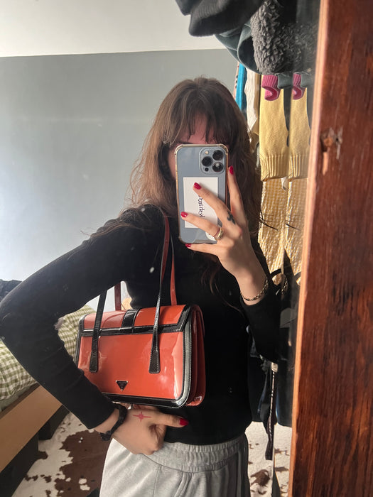 Prada orange and black shoulder bag