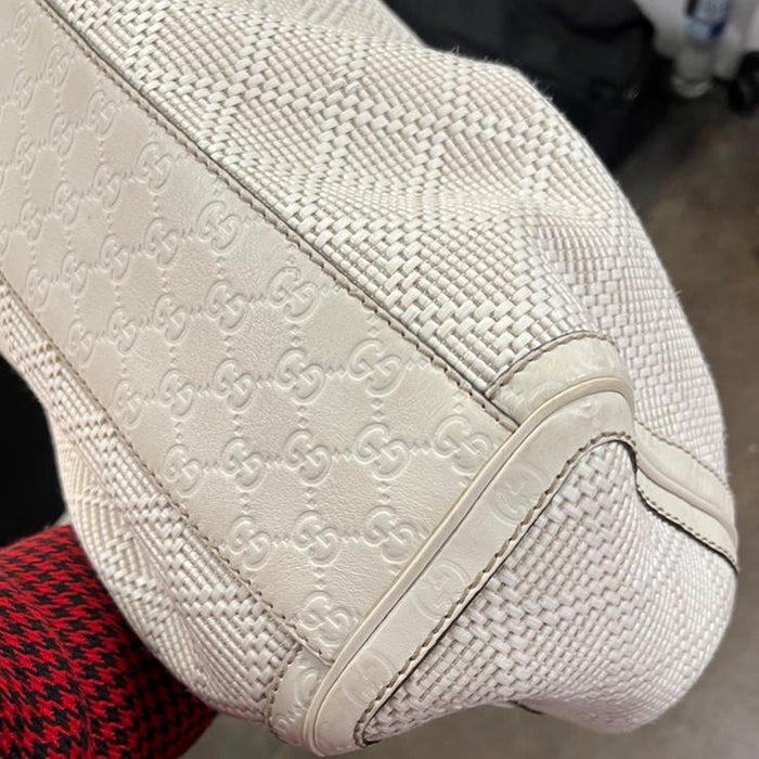 Gucci white diamanté large sukey bag