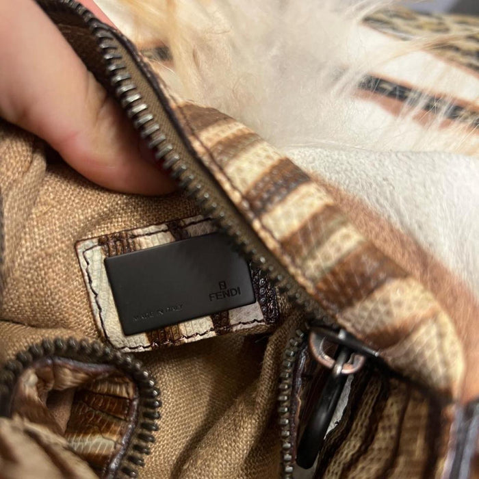 Fendi fur trimmed oyster bag