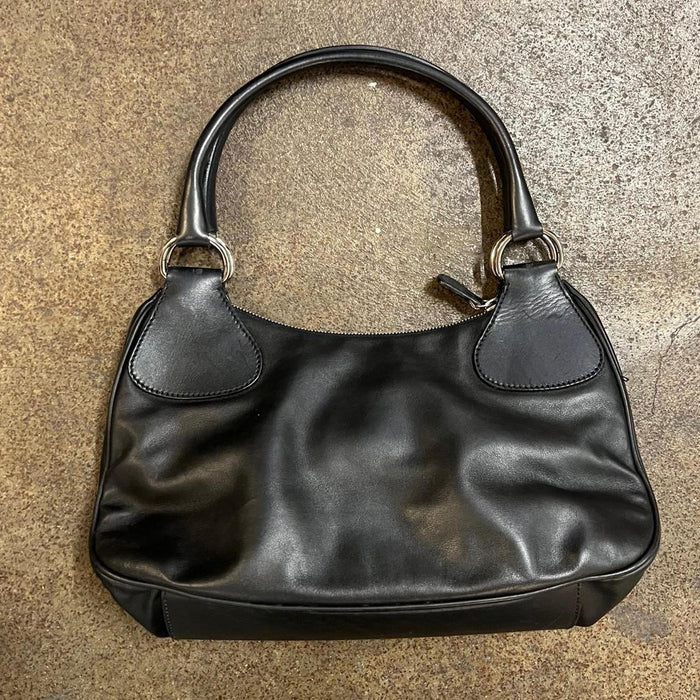 Prada black leather moon shoulder bag