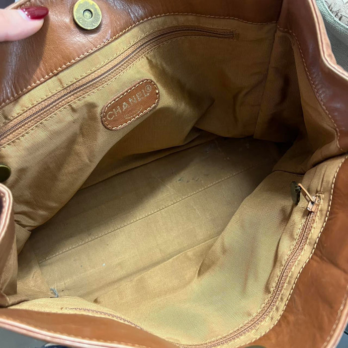Chanel brown leather tote bag