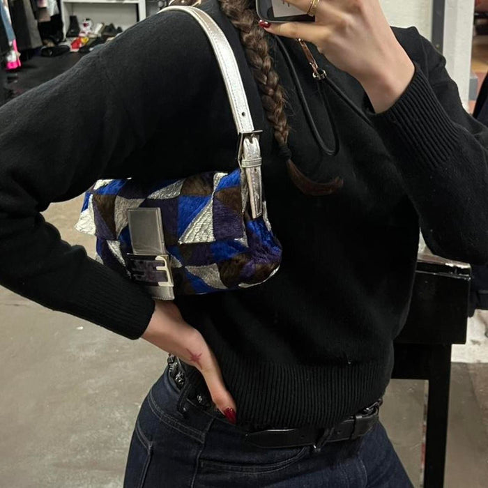 Fendi geometric embroidered baguette