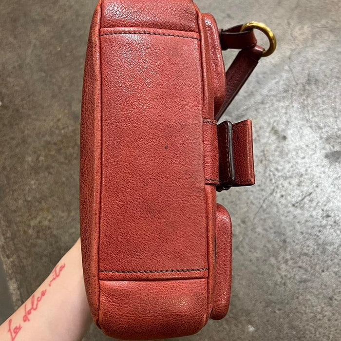 Prada red leather shoulder bag