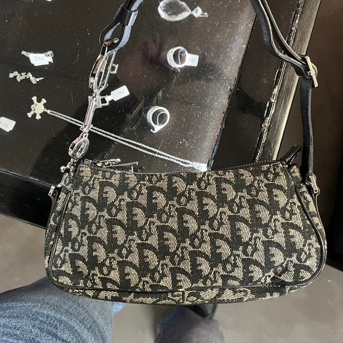 Dior vintage black & silver spellout shoulder bag