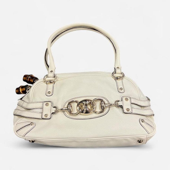 Gucci horsebit white Boston bag