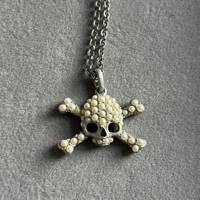 Vivienne Westwood silver pearl skull necklace