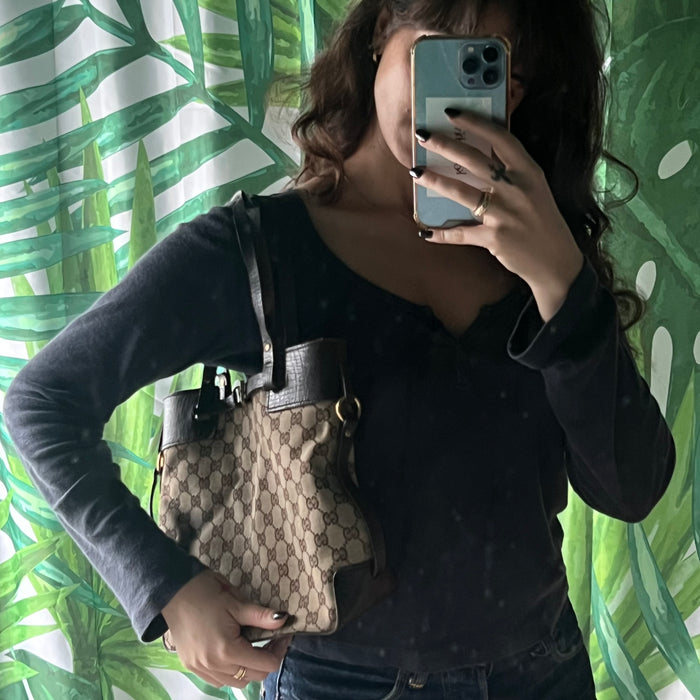 Gucci brown buckle shoulder bag