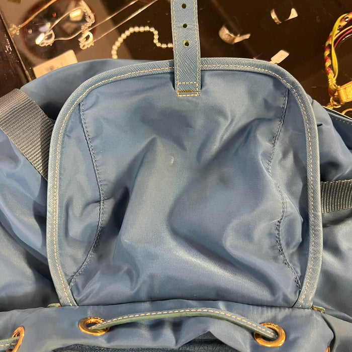 Prada blue nylon backpack