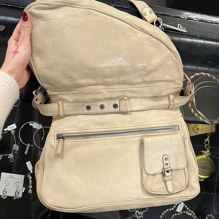 Christian Dior cream gaucho bag