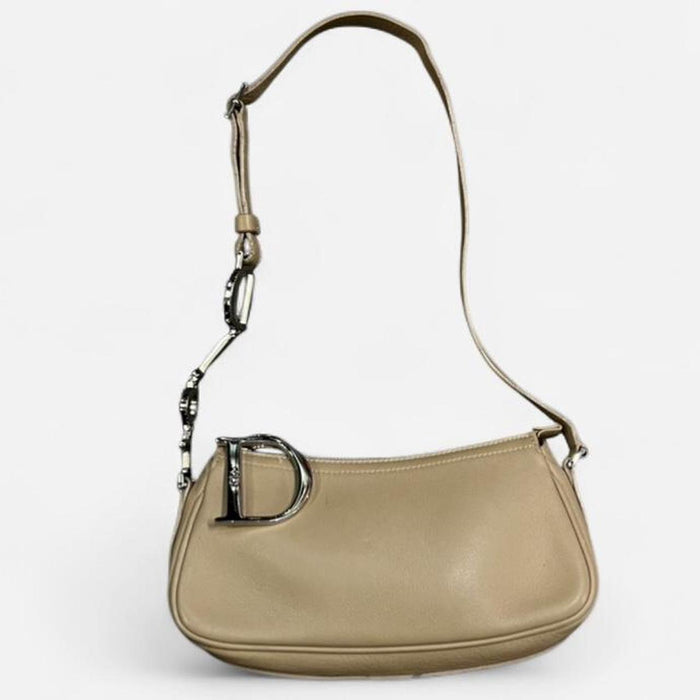 Christian Dior beige spellout shoulder bag