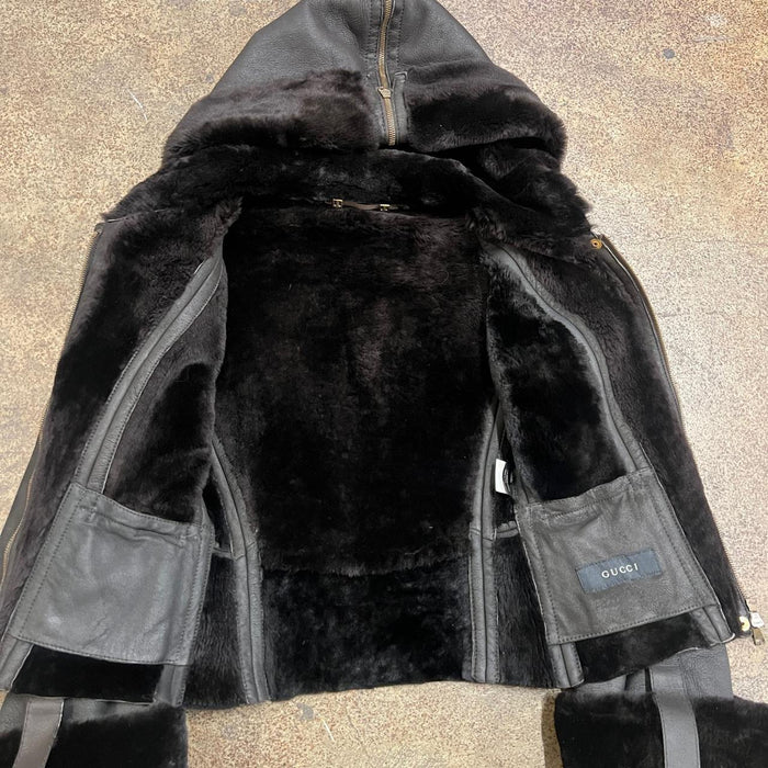 Gucci Tom Ford leather shearling jacket