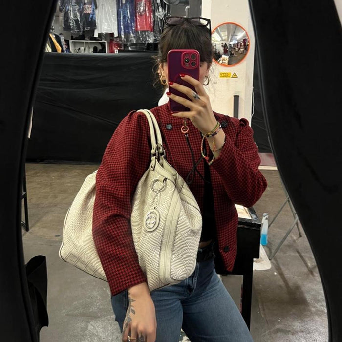 Gucci white diamanté large sukey bag