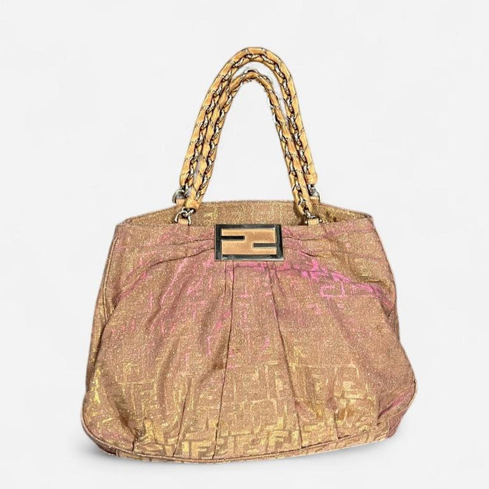 Fendi metallic pink & gold large Mia bag