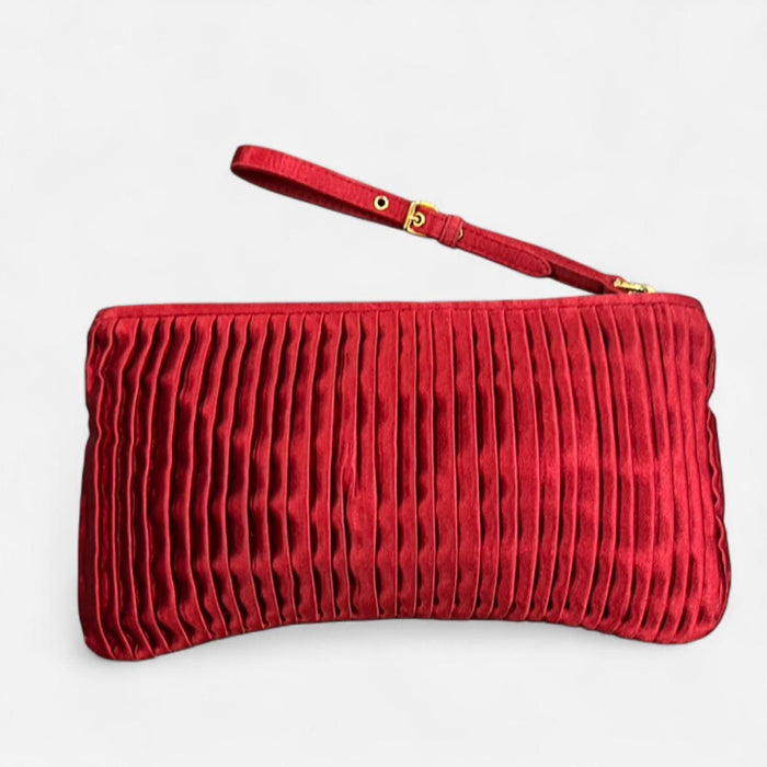 Miu Miu red satin pleated clutch