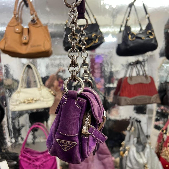 Prada pocket purple suede chain bag