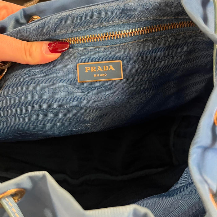 Prada blue nylon backpack