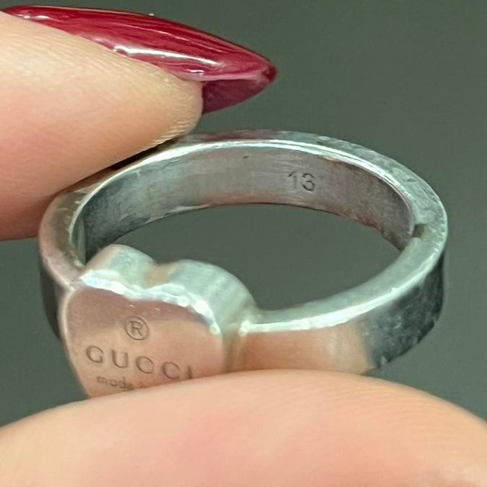 Gucci solid silver heart ring