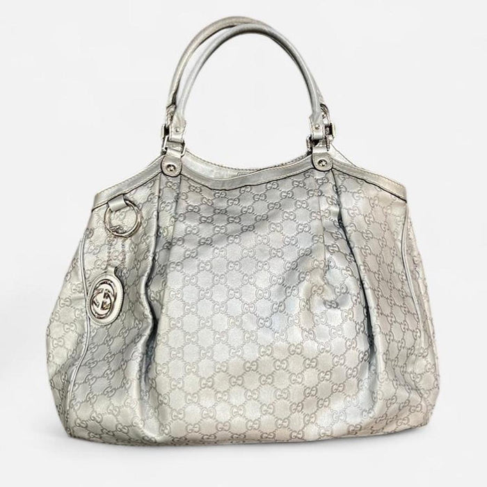 Gucci large silver sukey bag