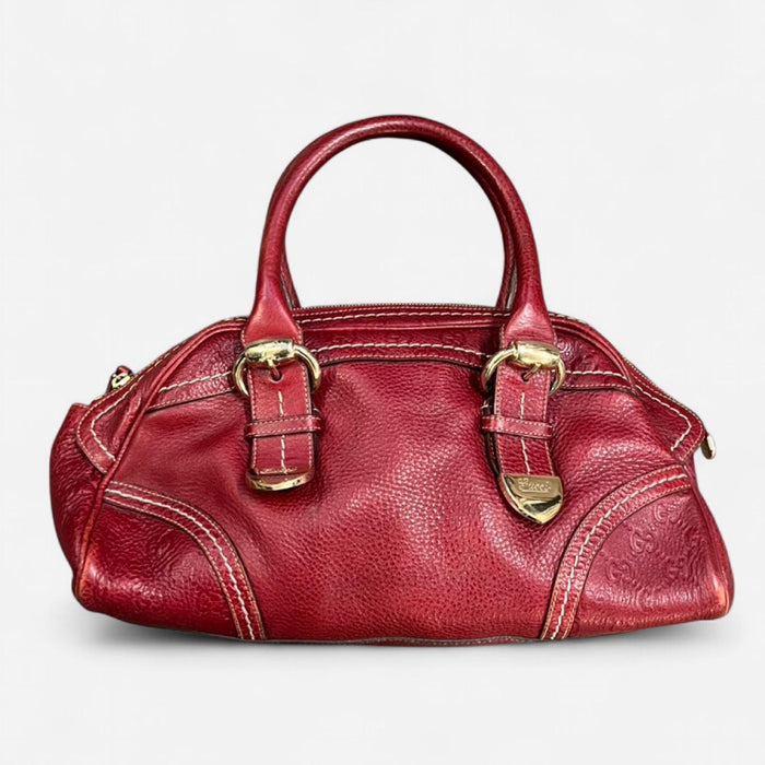 Gucci red guccissima bowler bag