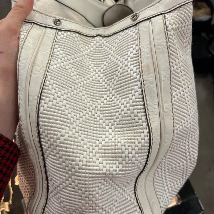 Gucci white diamanté large sukey bag