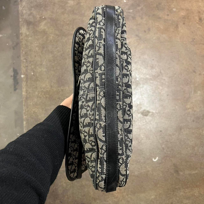 Christian Dior black trotter crossbody spellout strap bag