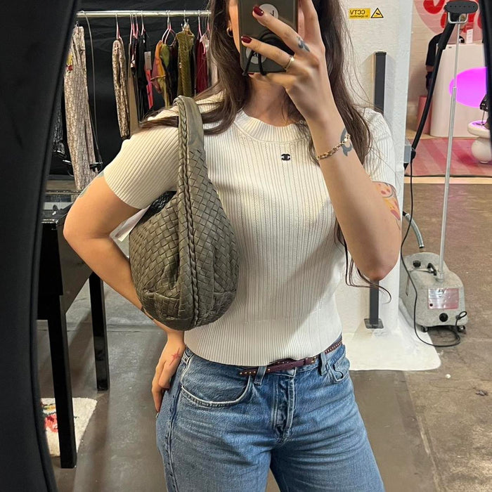 Bottega Veneta grey hobo bag