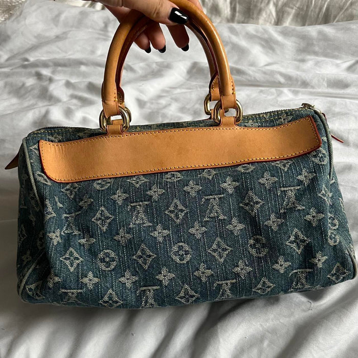 Louis Vuitton denim speedy handbag