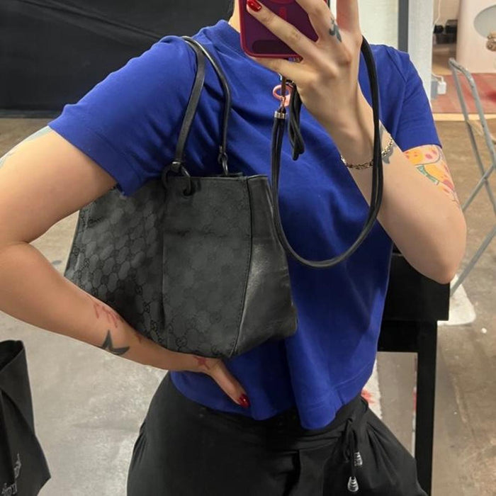 Gucci black canvas tote bag