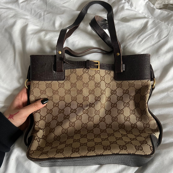 Gucci brown buckle shoulder bag