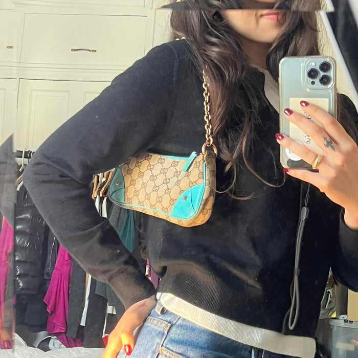 Gucci turquoise chain shoulder bag
