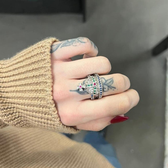 Vivienne Westwood vintage multicolour crown orb ring