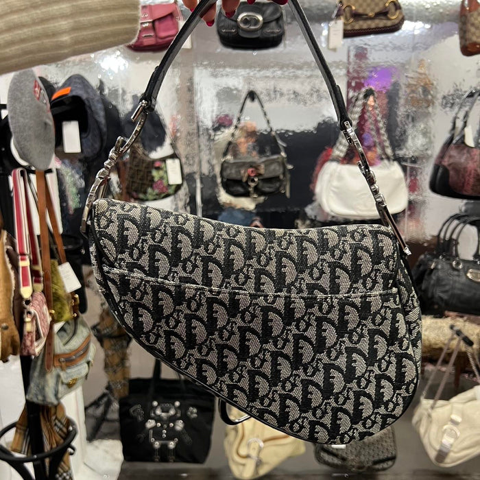 Christian Dior black oblique saddle bag