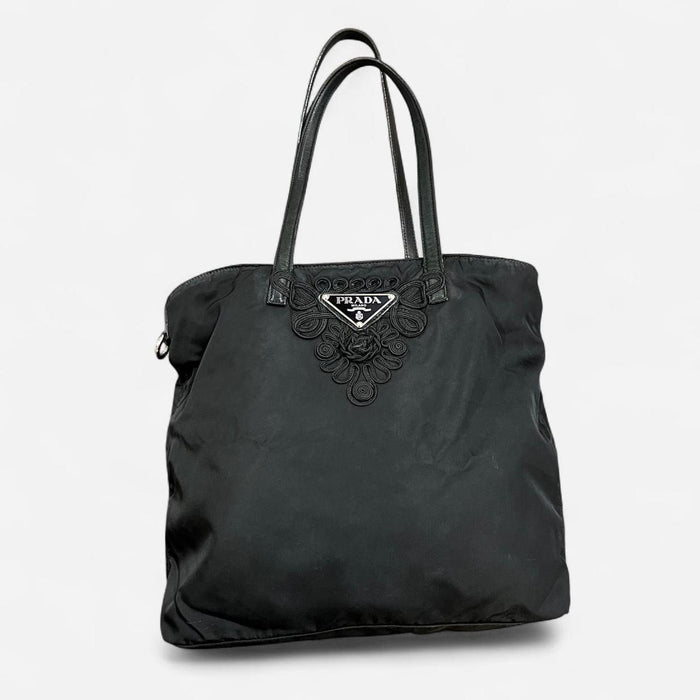 Prada black nylon tote bag
