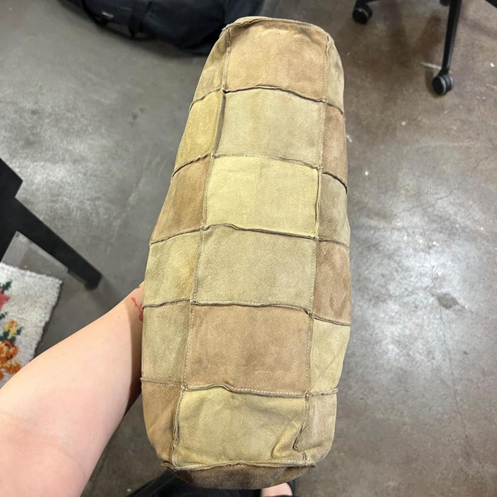 Chanel tan suede patchwork tote bag