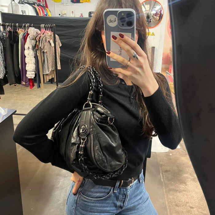 Gucci black leather galaxy bag
